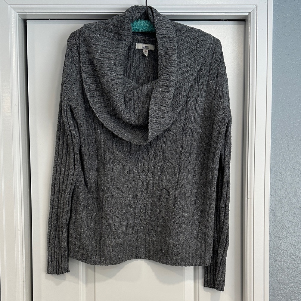Bass brand grey sweater with large cowl neck.